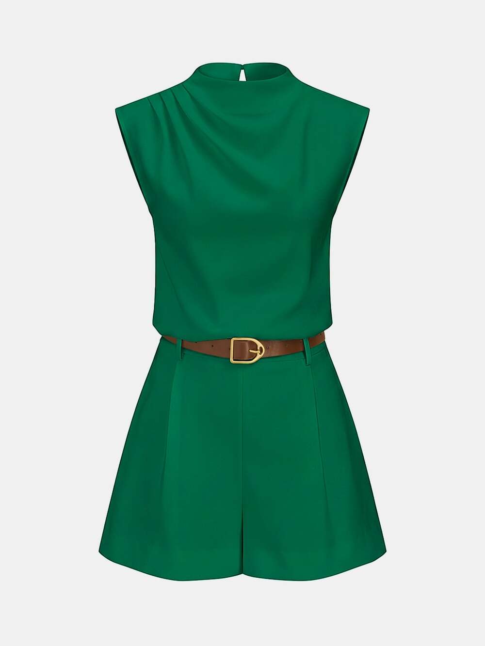 Commense Women's Draped Sleeveless Top & Shorts Set, Dark Green